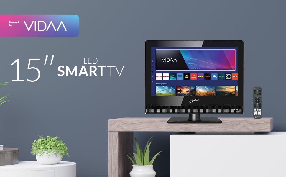 Supersonic 15.6-Inch 1080p Smart LED TV, Wi-Fi, HDMI ARC, Built-In Speakers (SC-1520VTV)