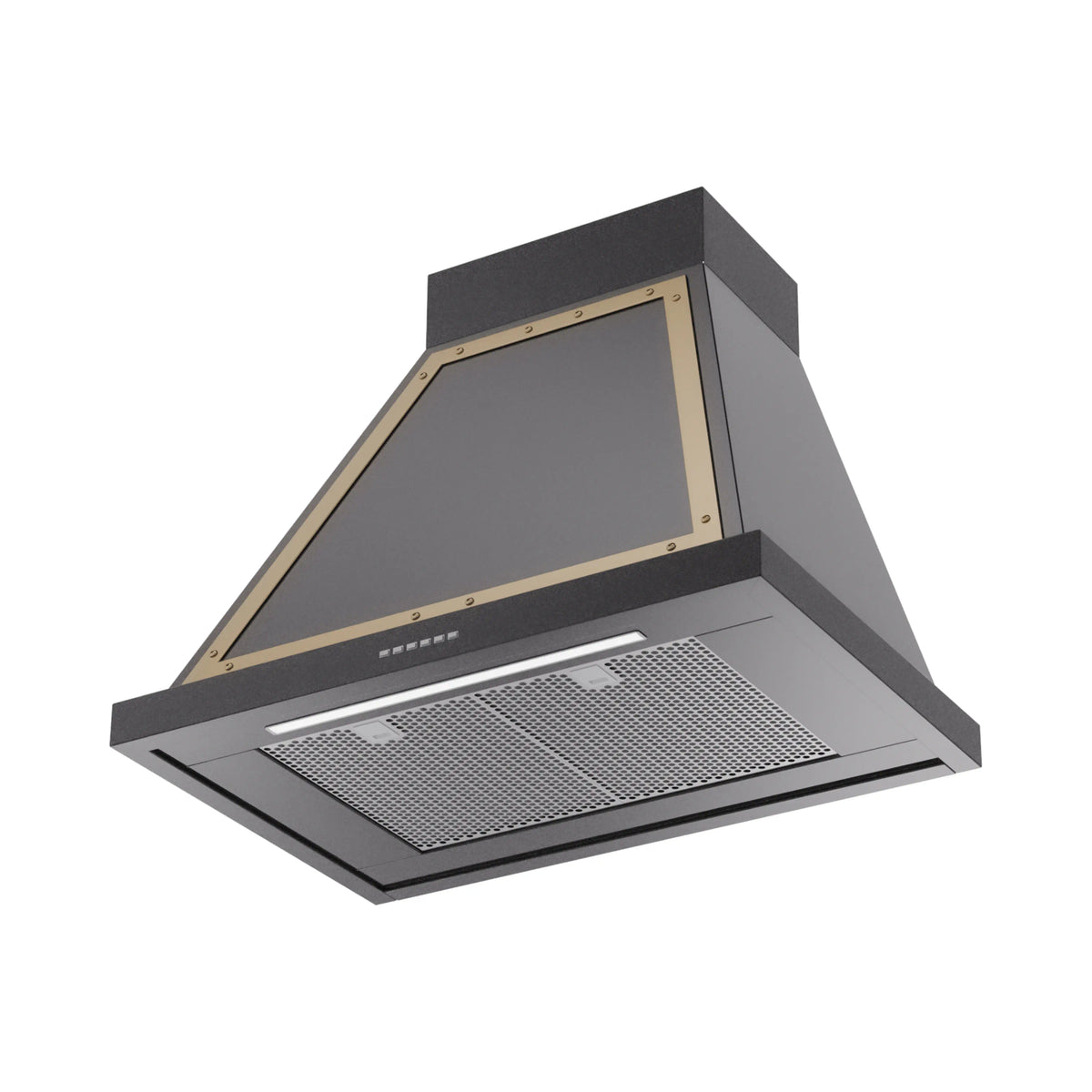 ILVE Nostalgie II 30-Inch Wall-Mount Range Hood, 600 CFM, Glossy Black with Brass Trim (UANB30BKG)