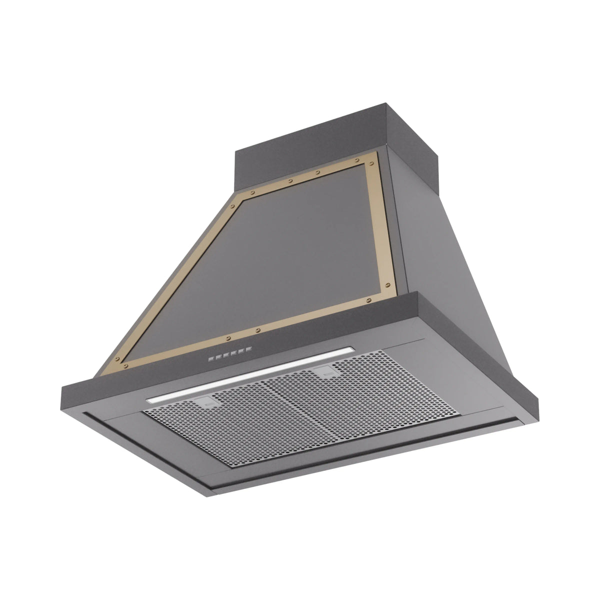 ILVE Nostalgie II 30-Inch Wall-Mount Range Hood, 600 CFM, Matte Graphite with Brass Trim (UANB30MGG)