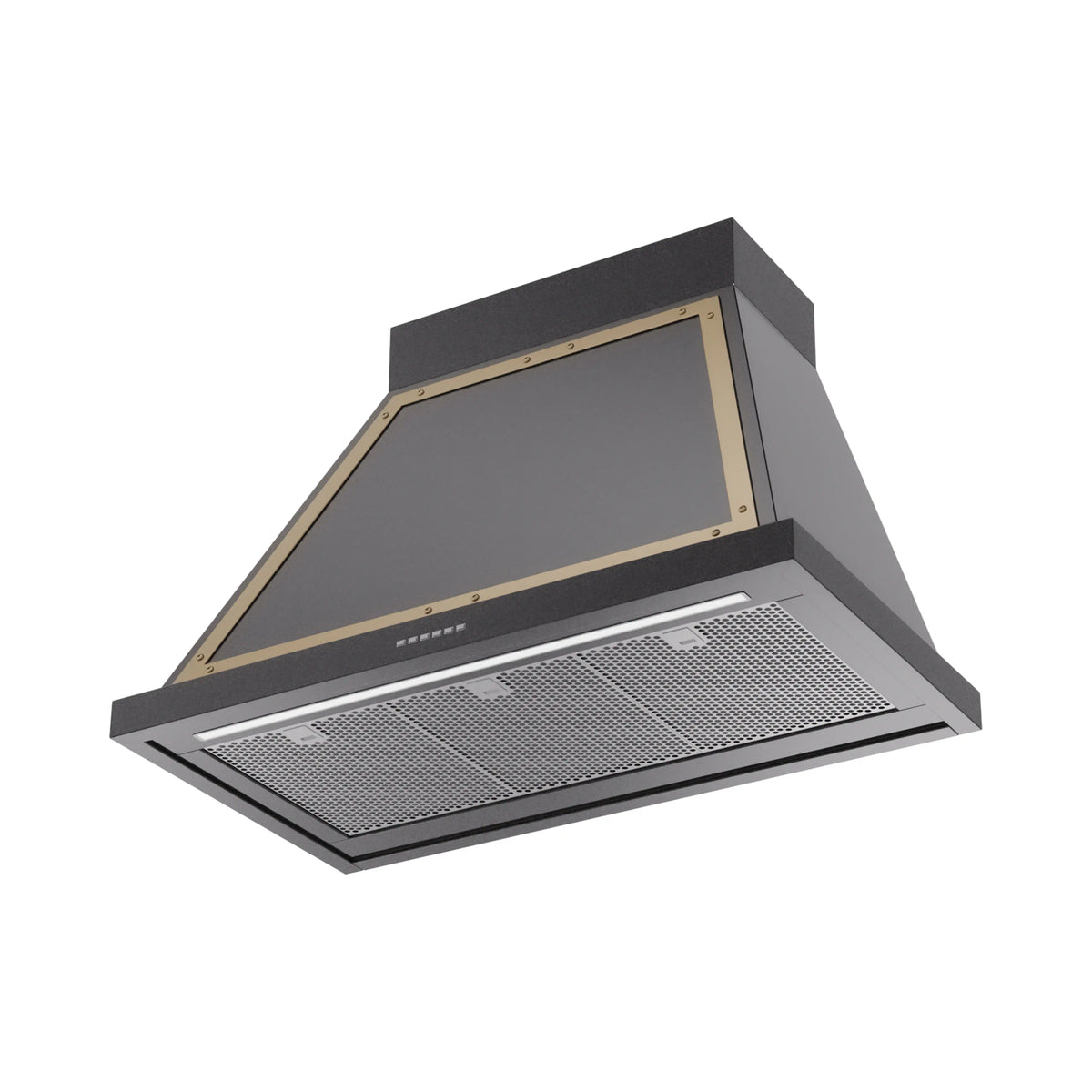 ILVE Nostalgie II 36-Inch Wall-Mount Range Hood, 600 CFM, Glossy Black with Brass Trim (UANB36BKG)
