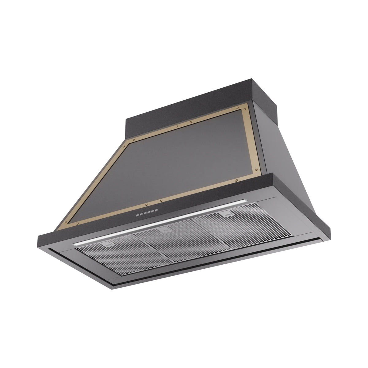 ILVE Nostalgie II 40-Inch Wall-Mount Range Hood, 600 CFM, Glossy Black with Brass Trim (UANB40BKG)