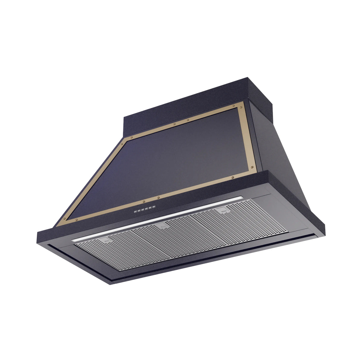ILVE Nostalgie II 40-Inch Wall-Mount Range Hood, 600 CFM, Midnight Blue with Brass Trim (UANB40MBG)