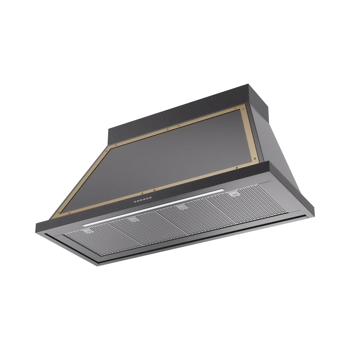ILVE Nostalgie II 48-Inch Wall-Mount Range Hood, 600 CFM, Glossy Black with Brass Trim (UANB48BKG)