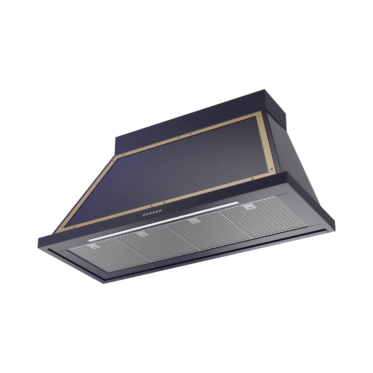 ILVE Nostalgie II 48-Inch Wall-Mount Range Hood, 600 CFM, Midnight Blue with Brass Trim (UANB48MBG)