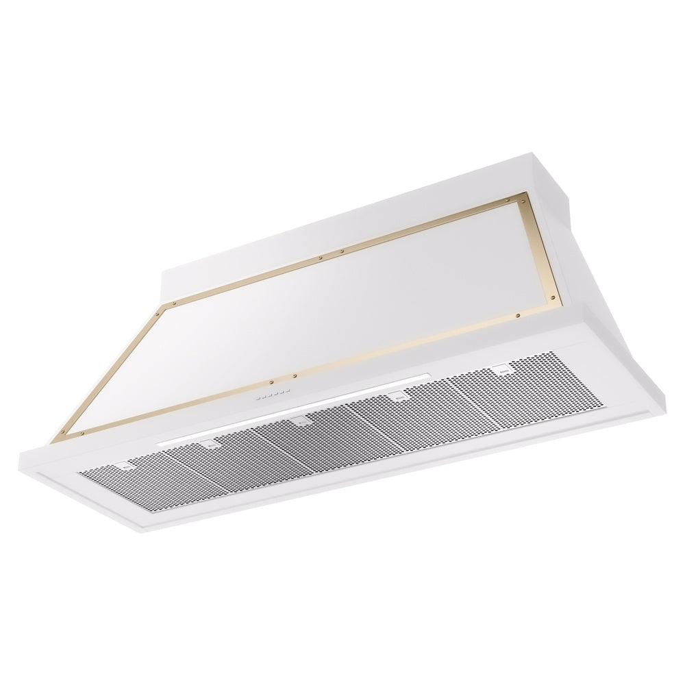 ILVE Nostalgie II 60-Inch Wall-Mount Range Hood, 600 CFM, White with Brass Trim (UANB60WHG)