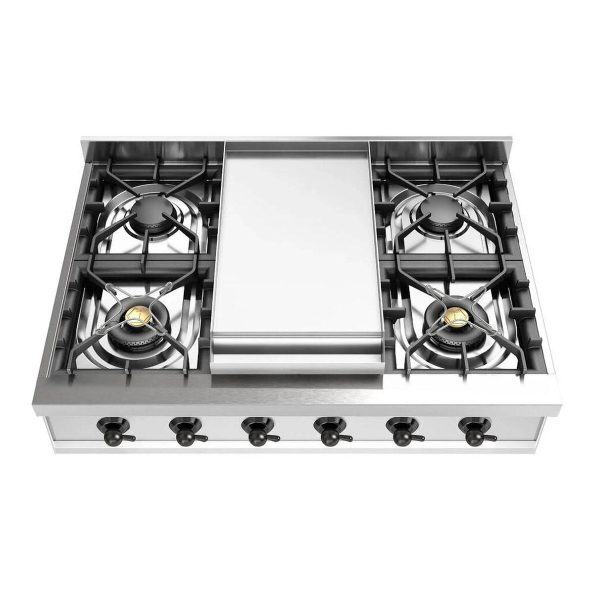 ILVE Nostalgie II 36-Inch Built-In Propane Gas Rangetop, 6 Burners, Griddle, Stainless Steel (UHCP36FNSSBLP)