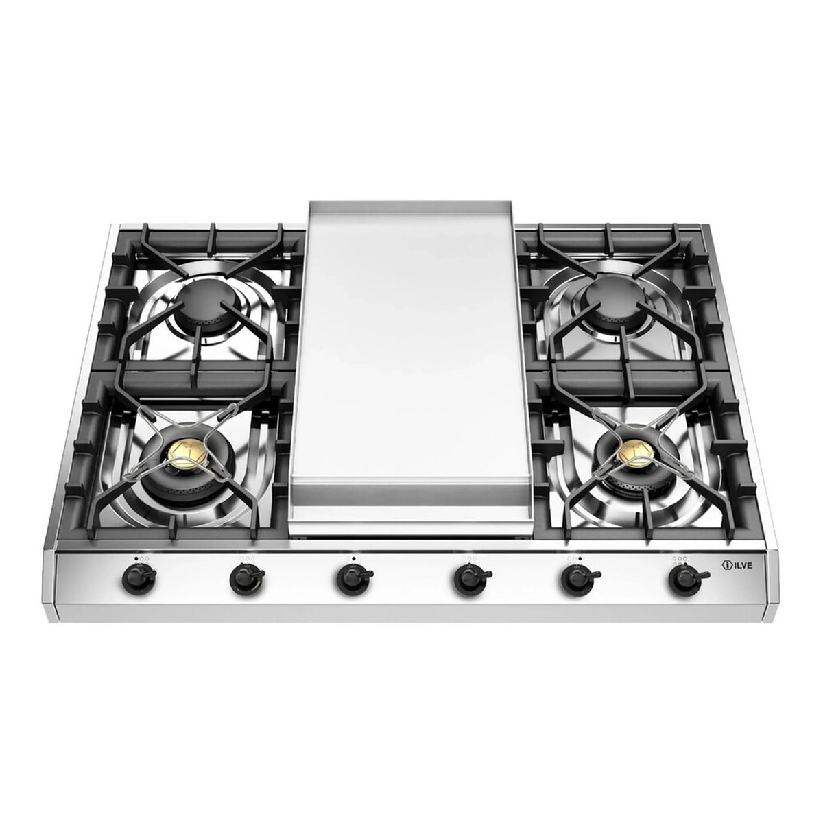 ILVE Nostalgie II 36-Inch Built-In Propane Gas Cooktop, Griddle, Stainless Steel (UHCP965FNSSBLP)