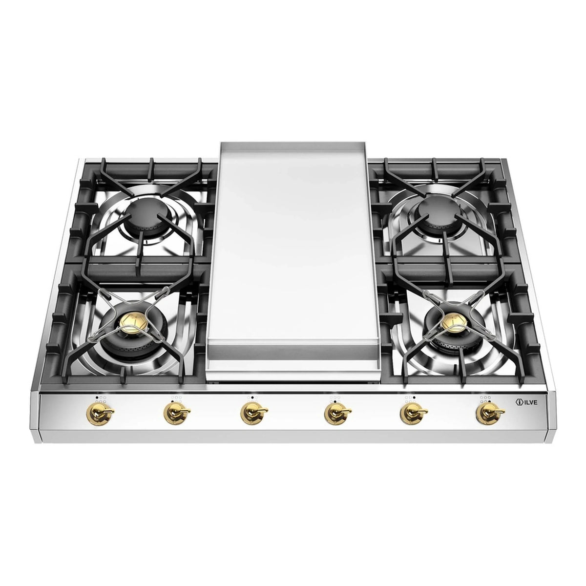 ILVE Nostalgie II 36-Inch Built-In Propane Gas Cooktop, Griddle, Stainless Steel (UHCP965FNSSGLP)