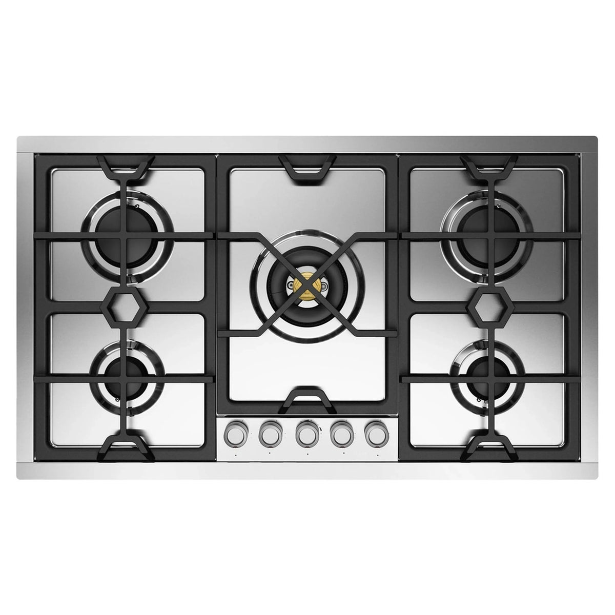 ILVE Panoramagic 36-Inch Built-In Propane Gas Cooktop, 5 Burners, Stainless Steel (UHCPMT95SSLP)