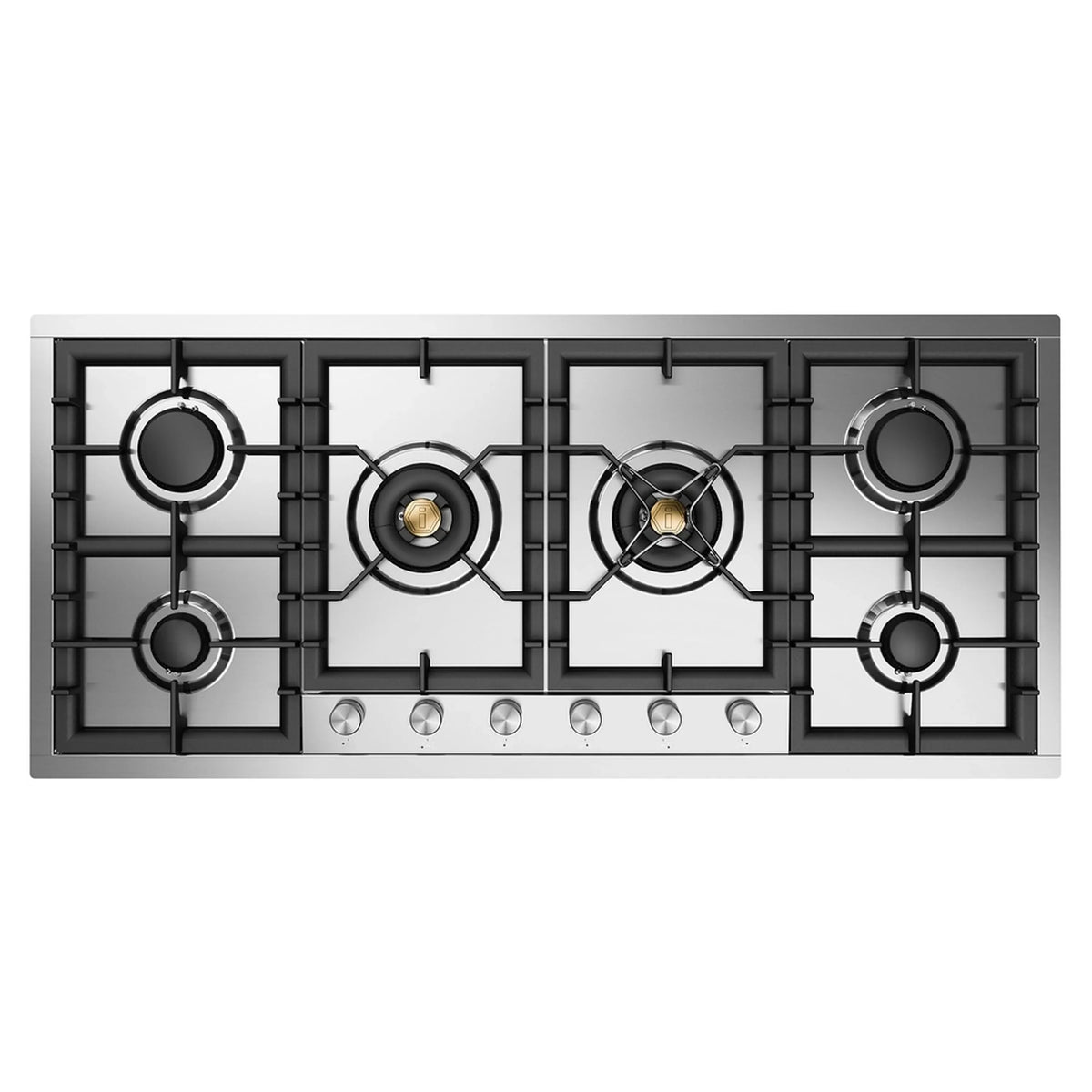 ILVE Professional Plus II 48-Inch Built-In Propane Gas Cooktop, Total Black Brass Burners, Stainless Steel (UHCPT125SSLP)