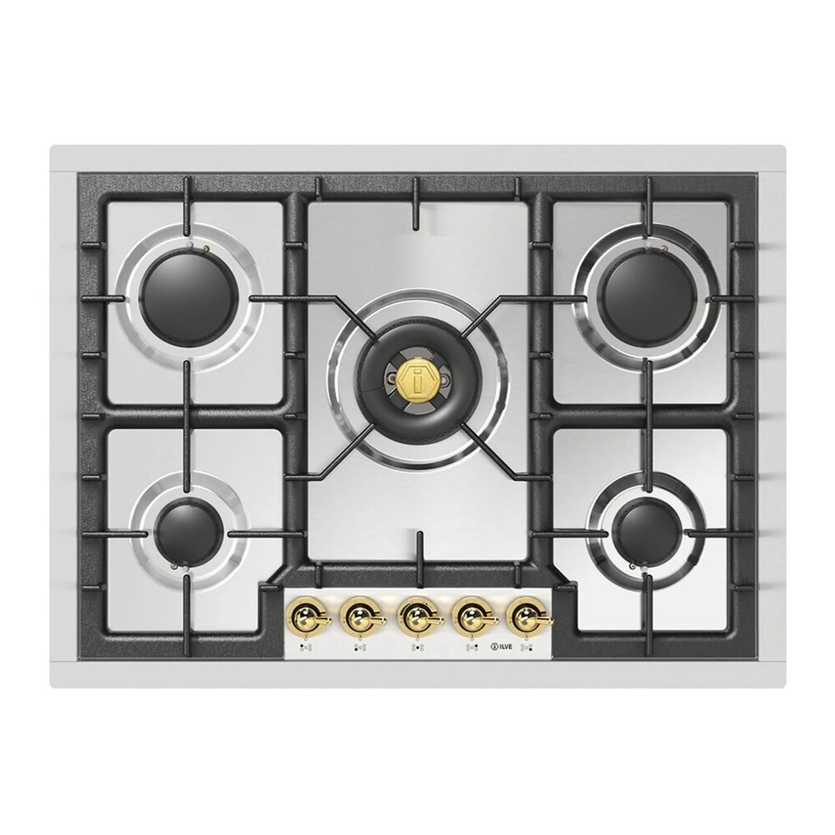 ILVE Nostalgie II 30-Inch Built-In Natural Gas Cooktop, 5 Burners, Stainless Steel (UHCPT75NSSG)