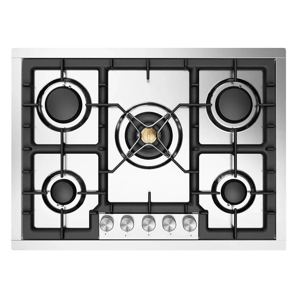 ILVE Professional Plus II 30-Inch Built-In Propane Gas Cooktop, 5 Burners, Stainless Steel (UHCPT75SSLP)