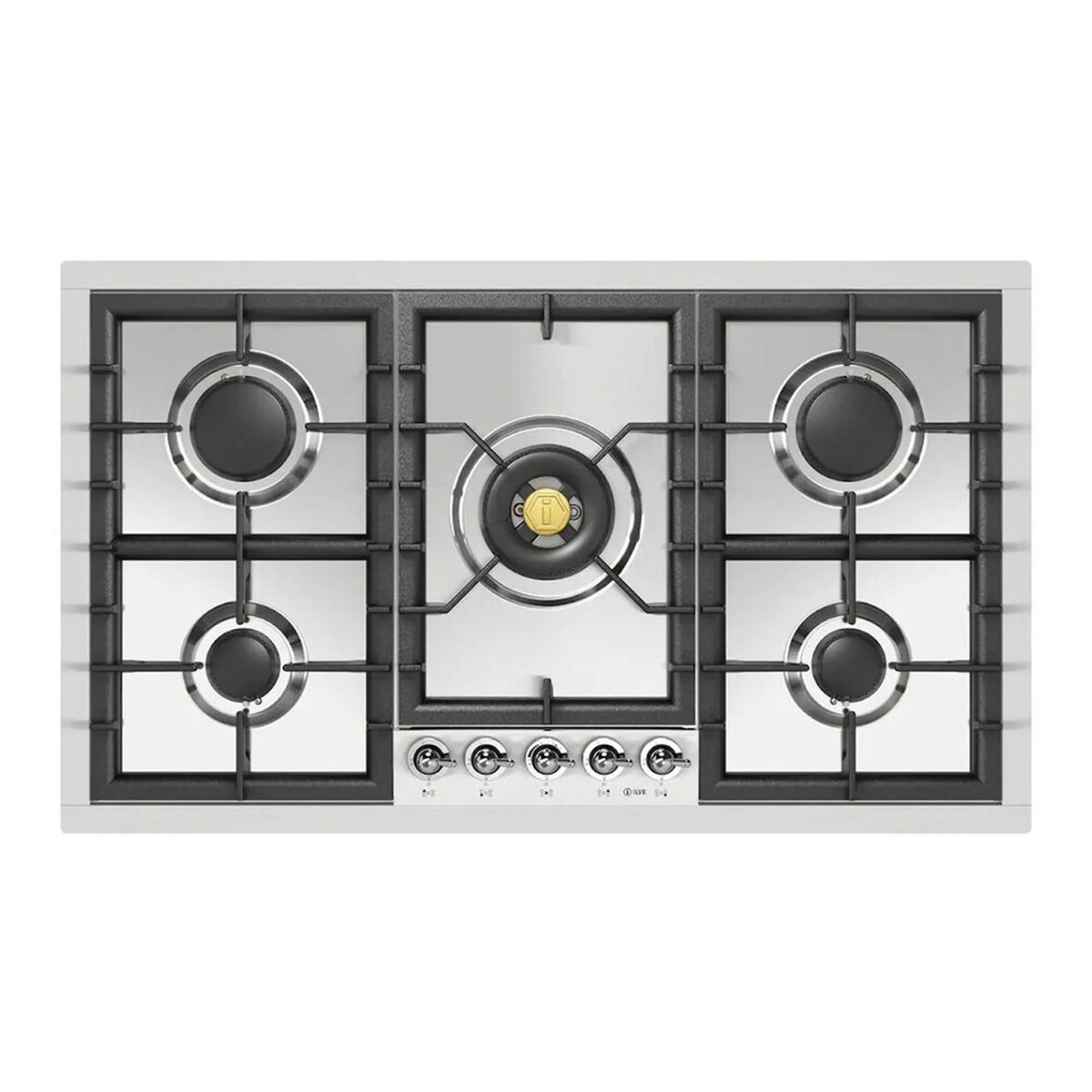 ILVE Nostalgie II 36-Inch Built-In Propane Gas Cooktop, Total Black Brass Burners, Stainless Steel (UHCPT95NSSCLP)