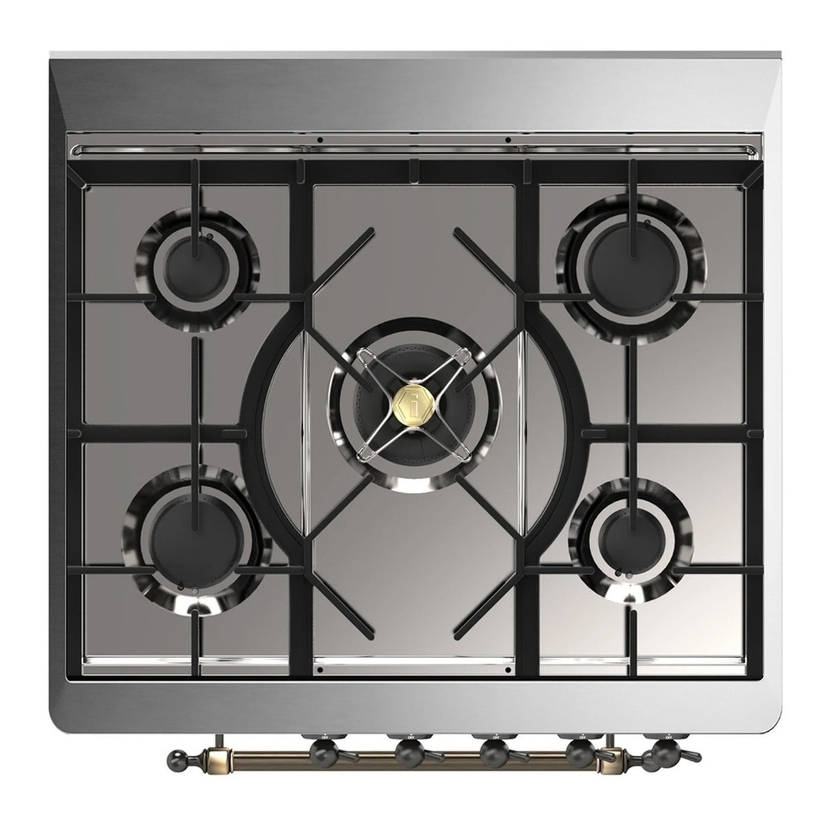ILVE Majestic III 30-Inch Propane Dual Fuel Range, 5 Burners, Triple Glass Door Oven, Antique White with Burnished Trim (UM30NR3AWBLP)
