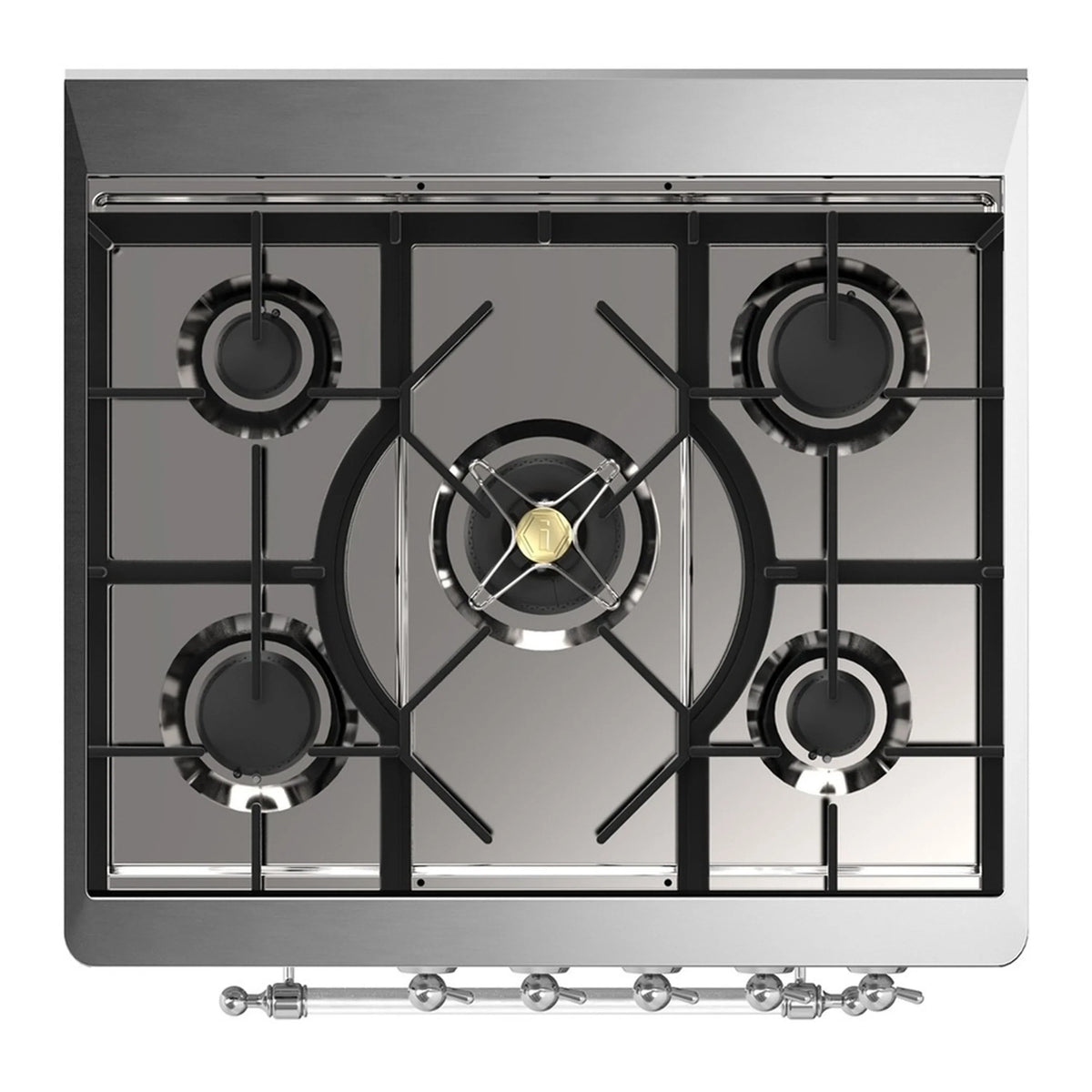 ILVE Majestic III 30-Inch Natural Gas Dual Fuel Range, 5 Burners, Triple Glass Door Oven, Antique White with Chrome Trim (UM30NR3AWC)