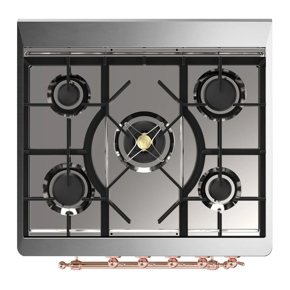 ILVE Majestic III 30-Inch Natural Gas Dual Fuel Range, 5 Burners, Triple Glass Door Oven, Antique White with Copper Trim (UM30NR3AWP)