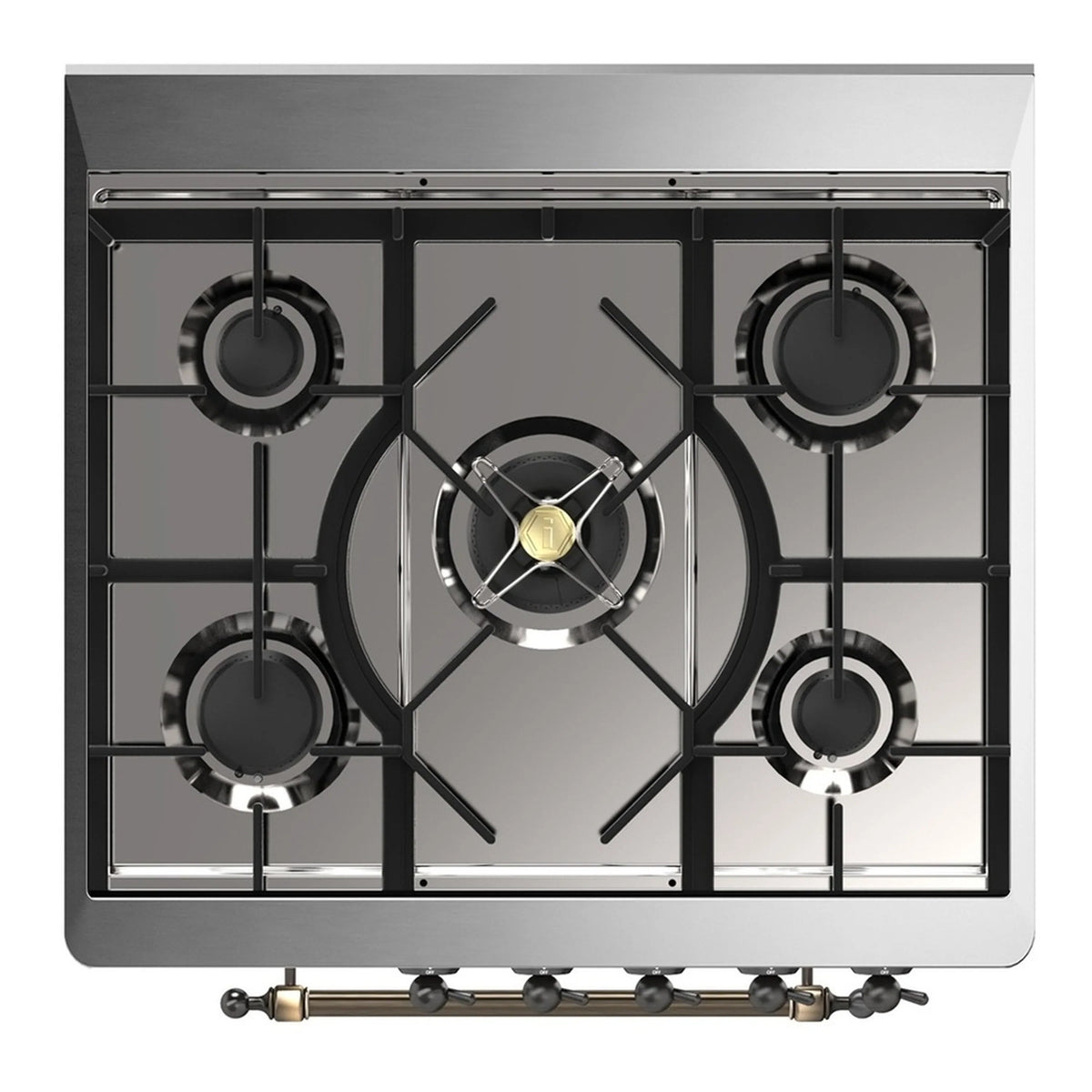 ILVE Majestic III 30-Inch Natural Gas Dual Fuel Range, 5 Burners, Triple Glass Door Oven, Graphite Matte with Burnished Trim (UM30NR3MGB)