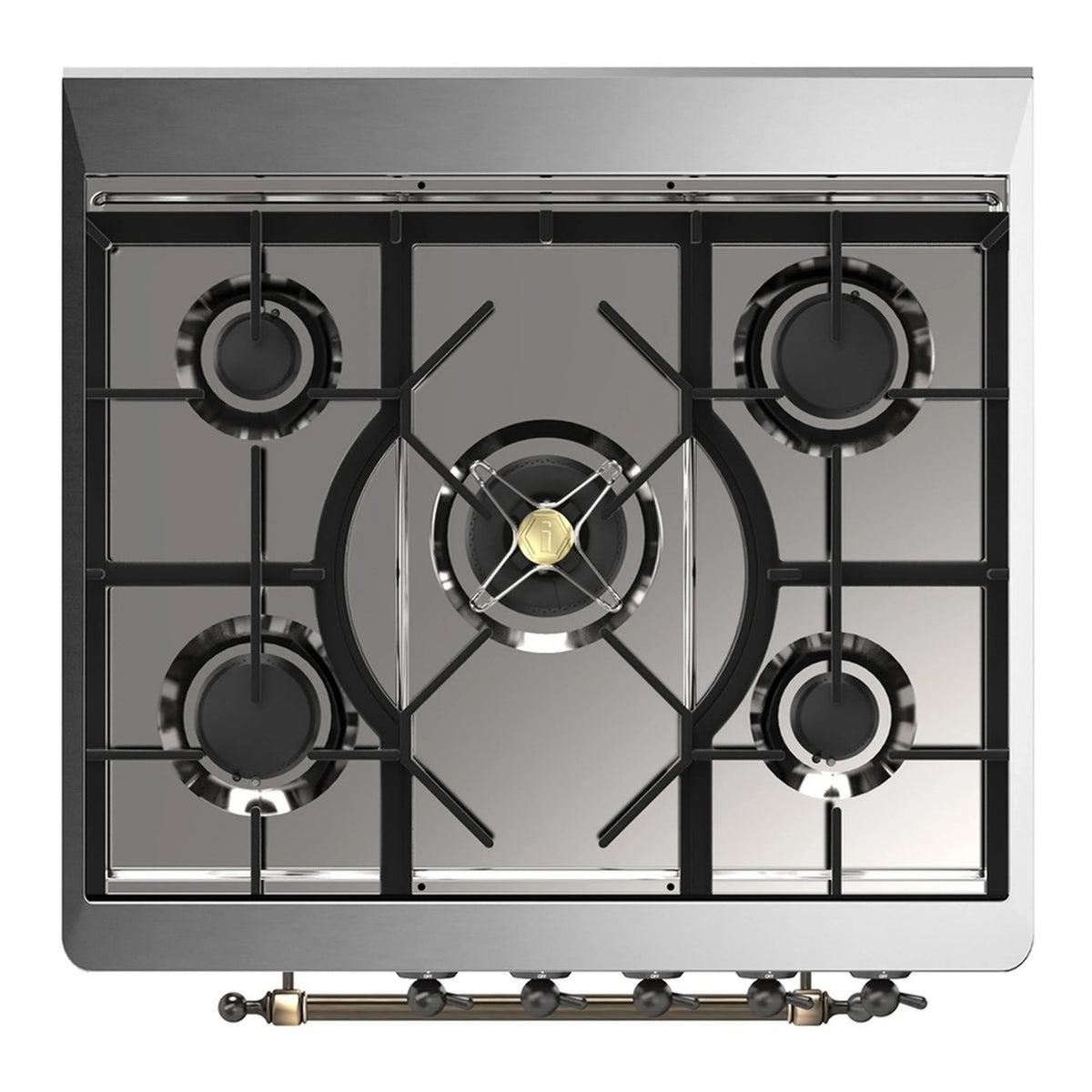ILVE Majestic III 30-Inch Natural Gas Dual Fuel Range, 5 Burners, Solid Door Oven, Antique White with Burnished Trim (UM30QNR3AWB)