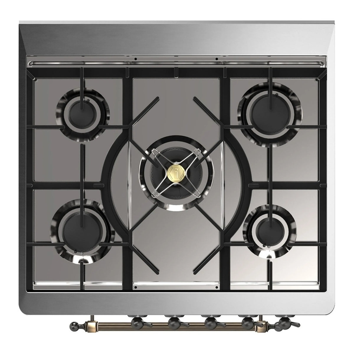 ILVE Majestic III 30-Inch Natural Gas Dual Fuel Range, 5 Burners, Solid Door Oven, Blue Grey with Burnished Trim (UM30QNR3BGB)