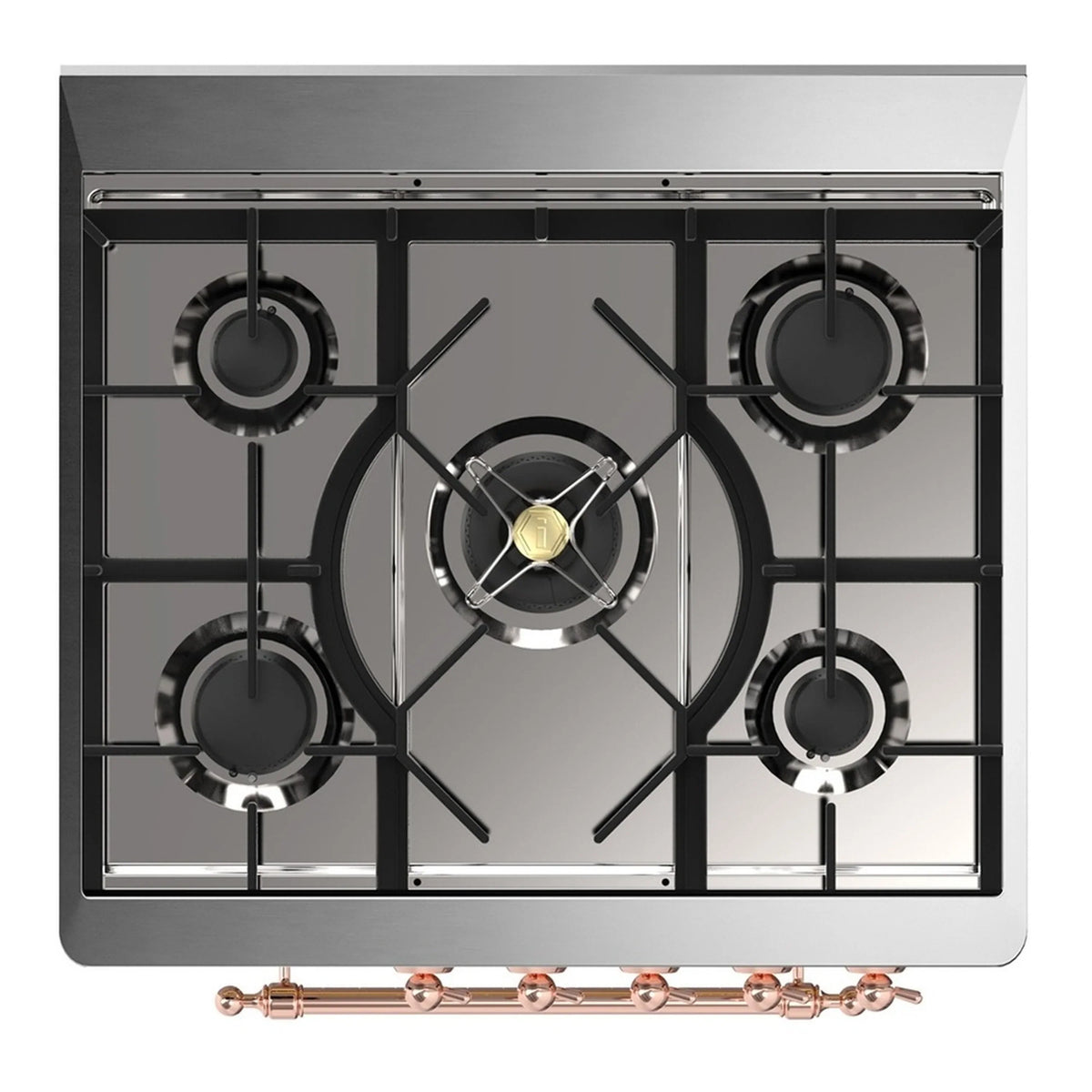 ILVE Majestic III 30-Inch Propane Dual Fuel Range, 5 Burners, Solid Door Oven, Blue Grey with Copper Trim (UM30QNR3BGPLP)