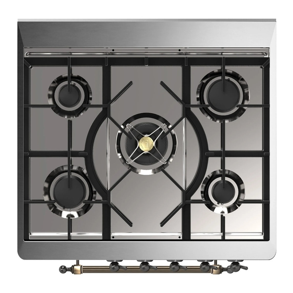 ILVE Majestic III 30-Inch Propane Dual Fuel Range, 5 Burners, Solid Door Oven, Emerald Green with Burnished Trim (UM30QNR3EGBLP)