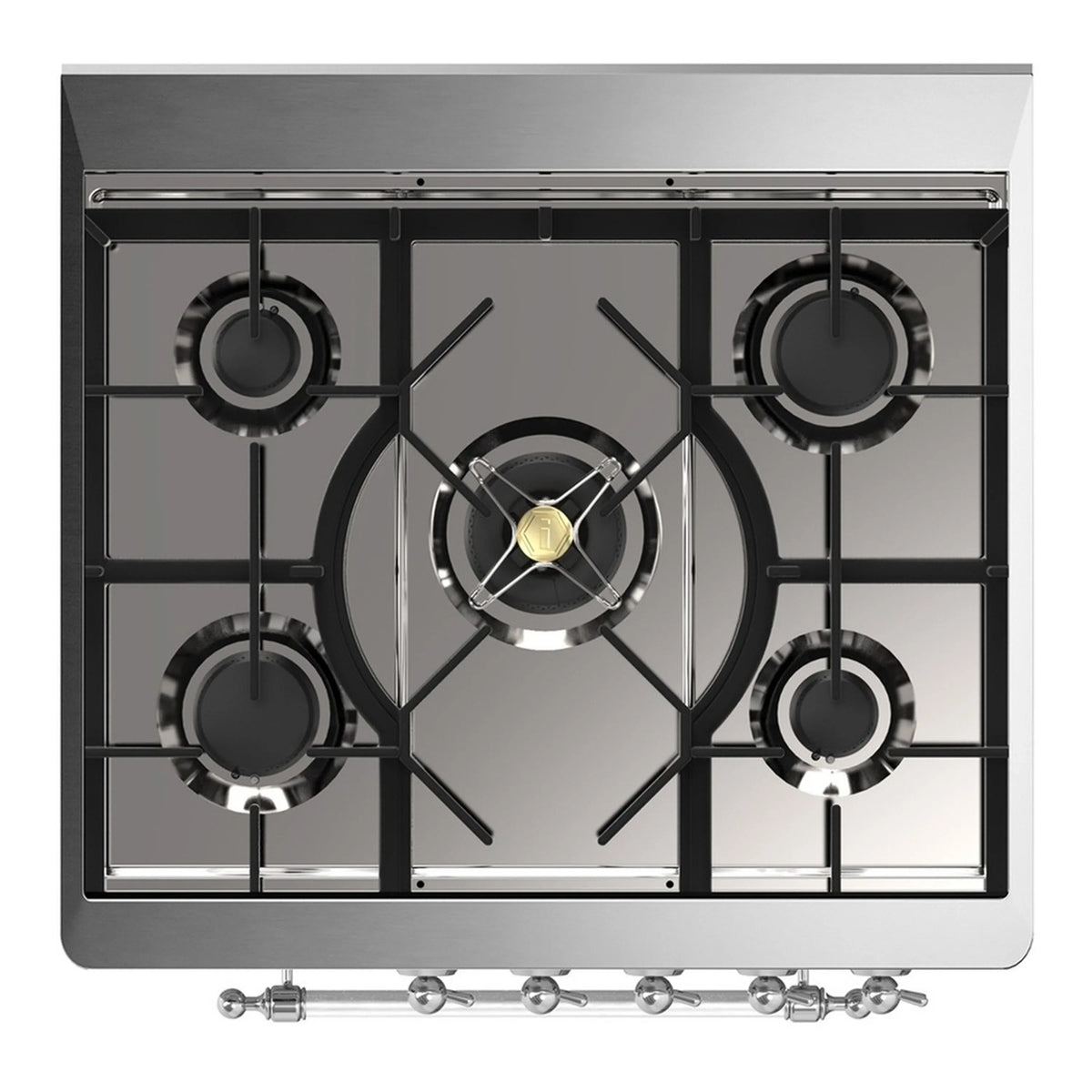ILVE Majestic III 30-Inch Natural Gas Dual Fuel Range, 5 Burners, Solid Door Oven, Emerald Green with Chrome Trim (UM30QNR3EGC)