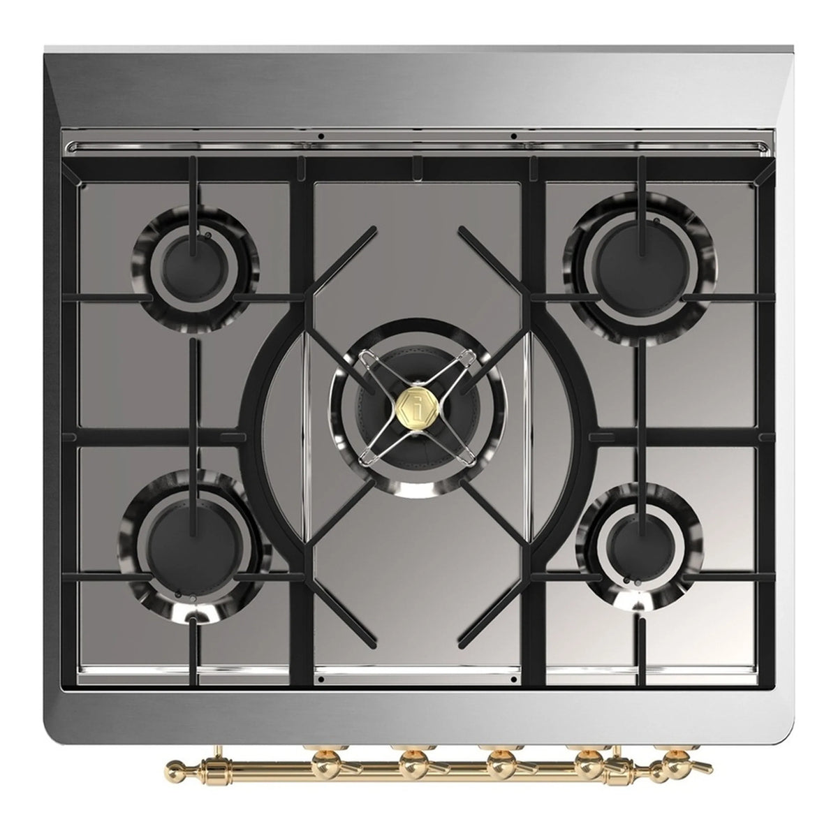 ILVE Majestic III 30-Inch Natural Gas Dual Fuel Range, 5 Burners, Solid Door Oven, Midnight Blue with Brass Trim (UM30QNR3MBG)