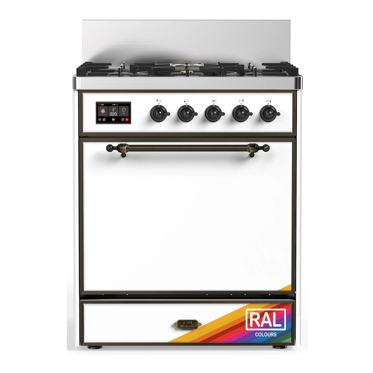 ILVE Majestic III 30-Inch Propane Dual Fuel Range, 5 Burners, Solid Door Oven, RAL with Burnished Trim (UM30QNR3RABLP)