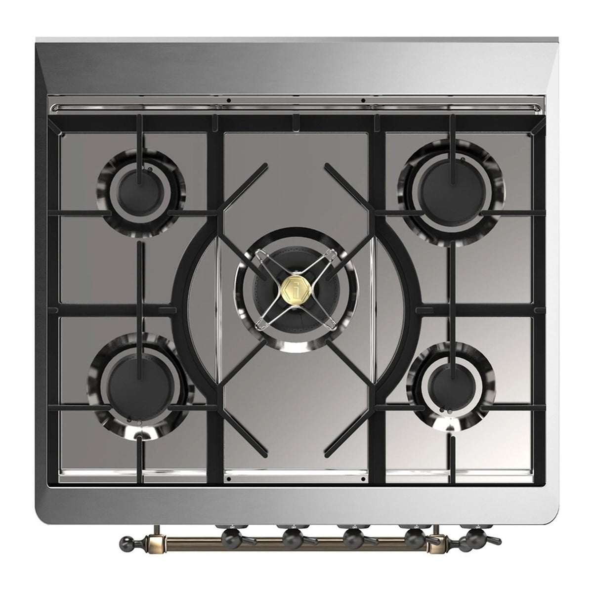 ILVE Majestic III 30-Inch Propane Dual Fuel Range, 5 Burners, Solid Door Oven, White with Burnished Trim (UM30QNR3WHBLP)