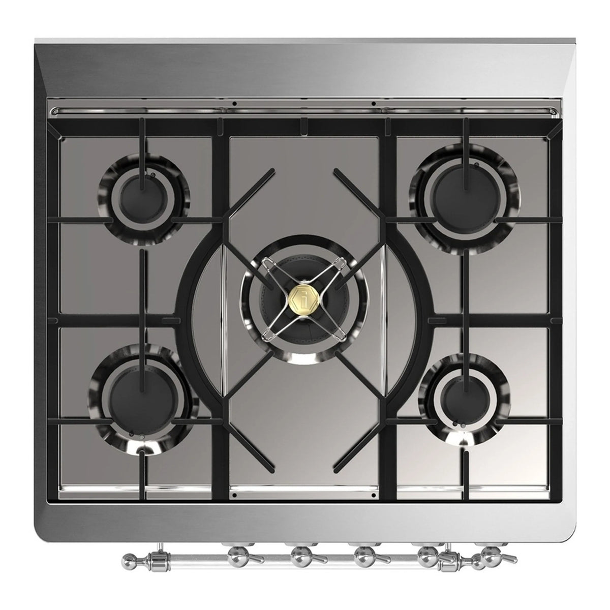 ILVE Majestic III 30-Inch Natural Gas Dual Fuel Range, 5 Burners, Solid Door Oven, White with Chrome Trim (UM30QNR3WHC)