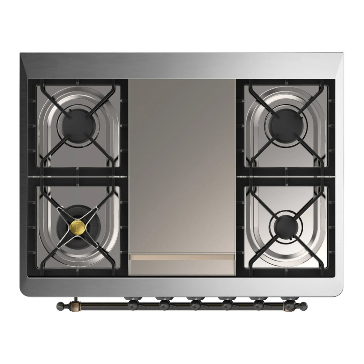 ILVE Majestic III 36-Inch Propane Dual Fuel Range, 5 Burners, Griddle, Triple Glass Door, Midnight Blue with Burnished Trim (UM36FNR3MBBLP)
