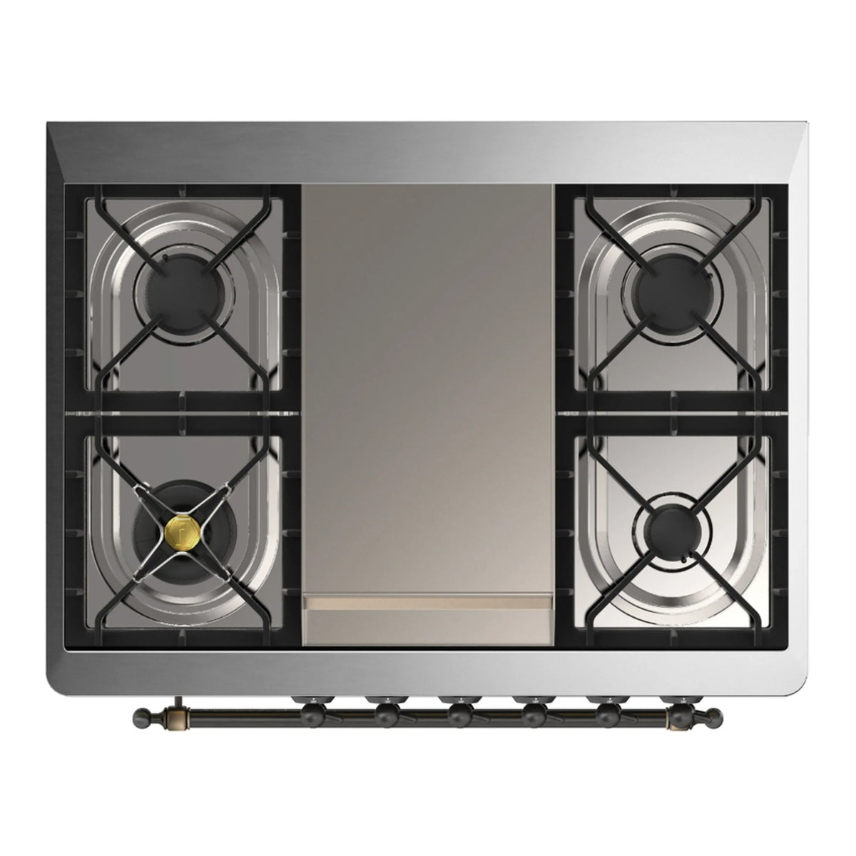 ILVE Majestic III 36-Inch Propane Dual Fuel Range, 5 Burners, Griddle, Triple Glass Door, White with Burnished Trim (UM36FNR3WHBLP)