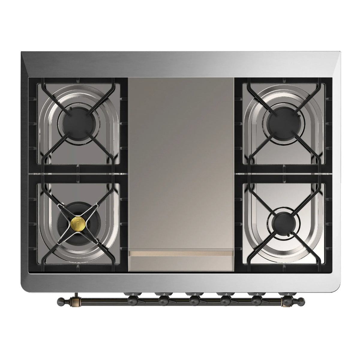 ILVE Majestic III 36-Inch Propane Dual Fuel Range, 5 Burners, Griddle, Solid Door, Burgundy with Burnished Trim (UM36FQNR3BUBLP)