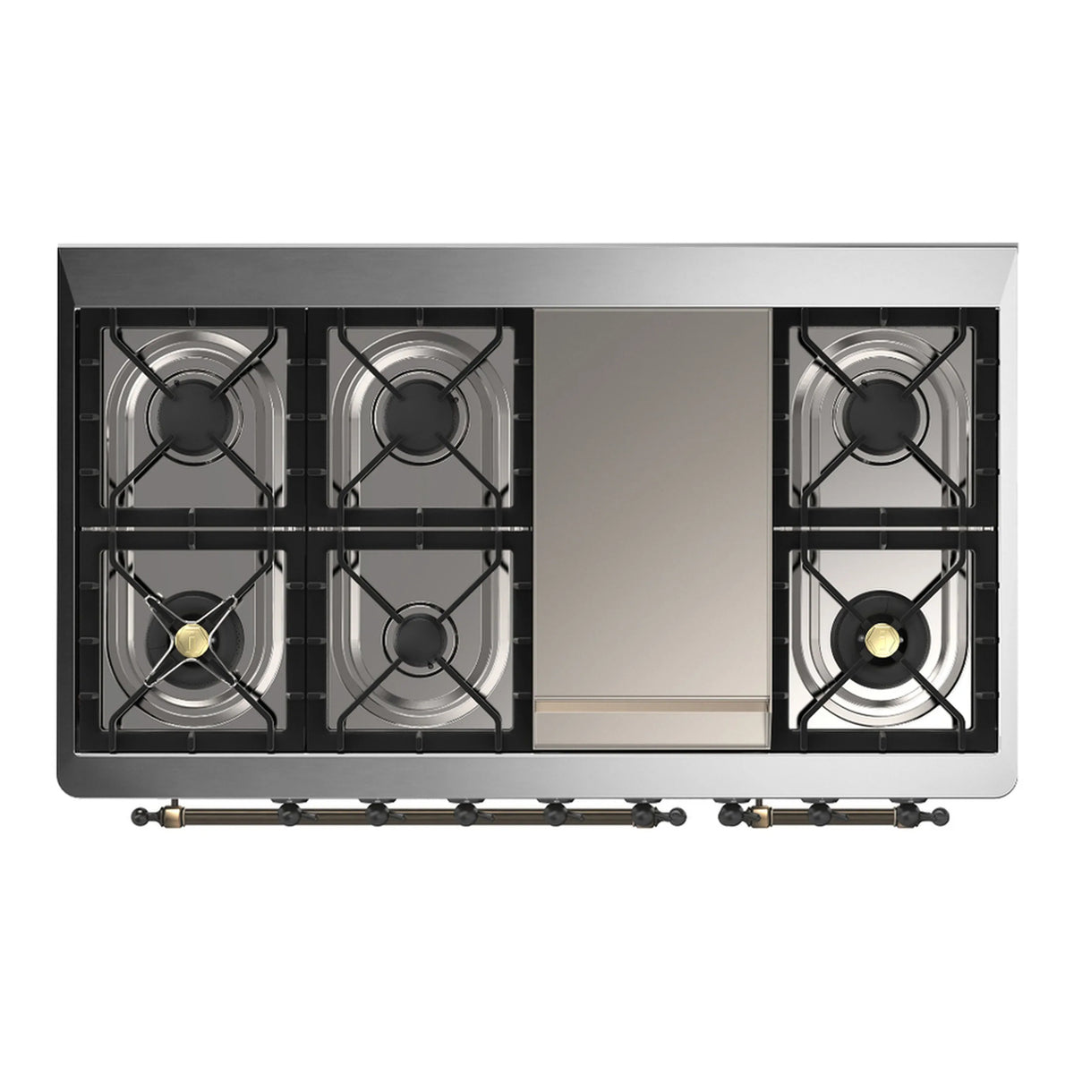 ILVE Majestic III 48-Inch Dual Fuel Range, 5 LP Burners, Griddle, Triple Glass Door, Emerald Green, Burnished Trim (UM48FNR3EGBLP)