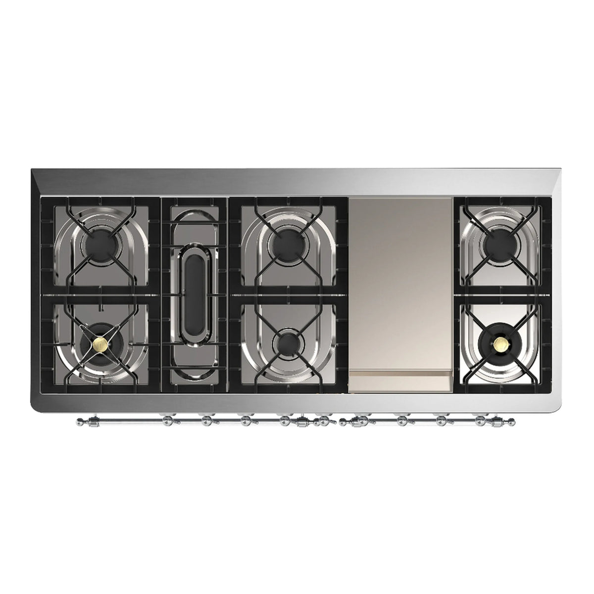 ILVE Majestic III 60-Inch NG Dual Fuel Range, 7 Burners, Griddle, Triple Glass Door Oven, Glossy Black with Chrome Trim (UM60FNR3BKC)
