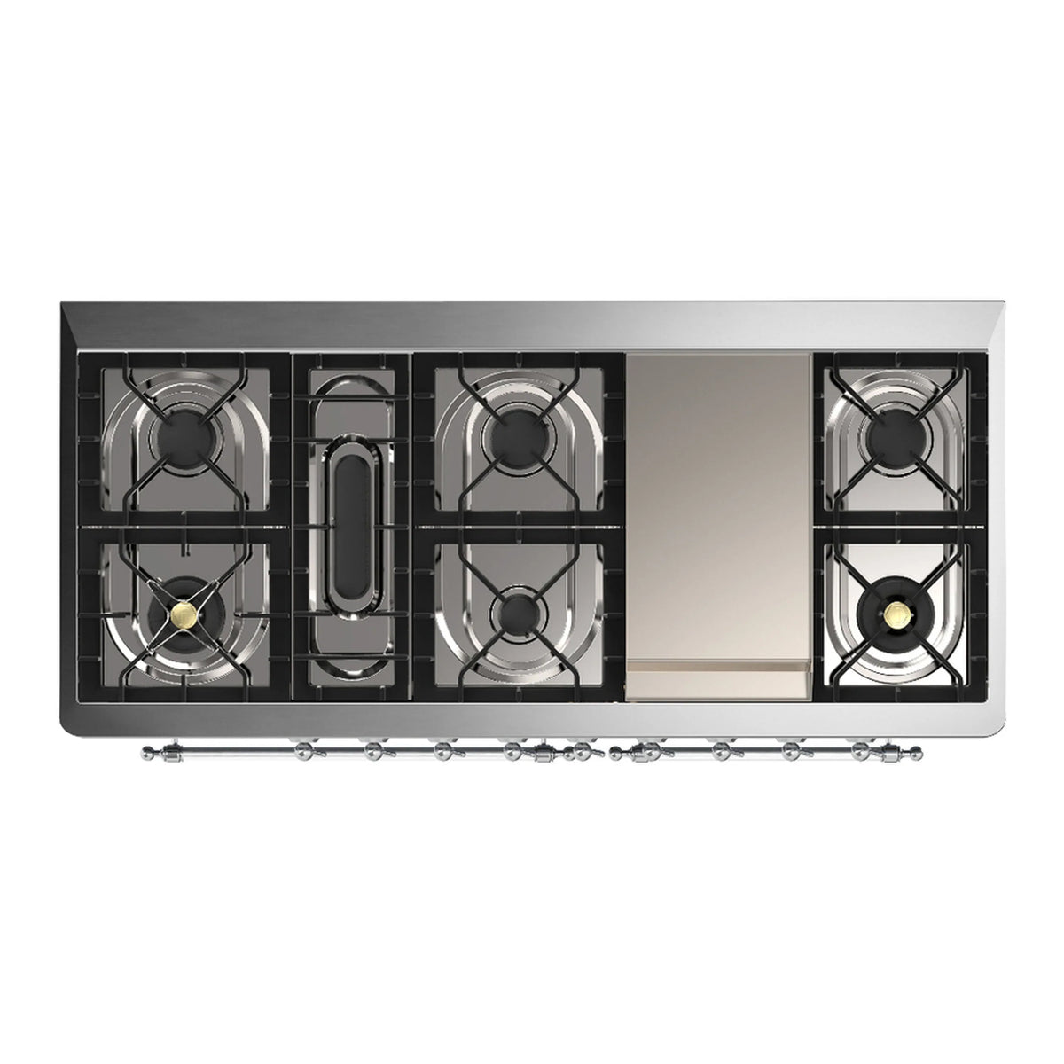 ILVE Majestic III 60-Inch NG Dual Fuel Range, 7 Burners, Griddle, Triple Glass Door Oven, Midnight Blue with Chrome Trim (UM60FNR3MBC)