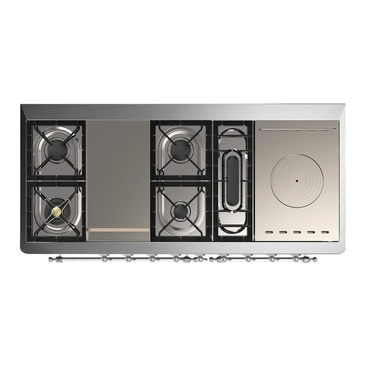 ILVE Majestic III 60-Inch LP Dual Fuel Range, 5 Burners, Griddle, French Top, Solid Door, Stainless Steel, Chrome Trim (UM60FSQNR3SSCLP)