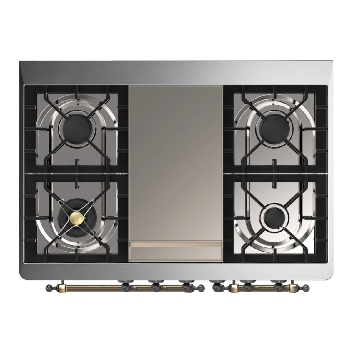 ILVE Majestic III 40-Inch NG Dual Fuel Range, 6 Burners, Griddle, Triple Glass Door Oven, Graphite Matte with Burnished Trim (UMD40FNR3MGB)