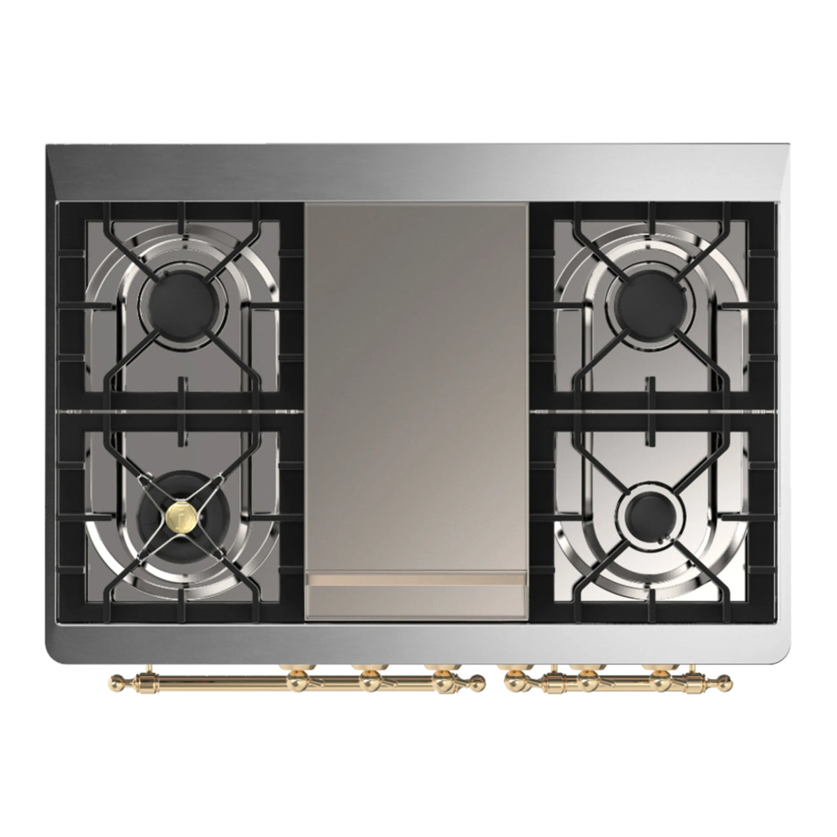 ILVE Majestic III 40-Inch NG Dual Fuel Range, 6 Burners, Griddle, Solid Door Oven, Graphite Matte with Brass Trim (UMD40FQNR3MGG)