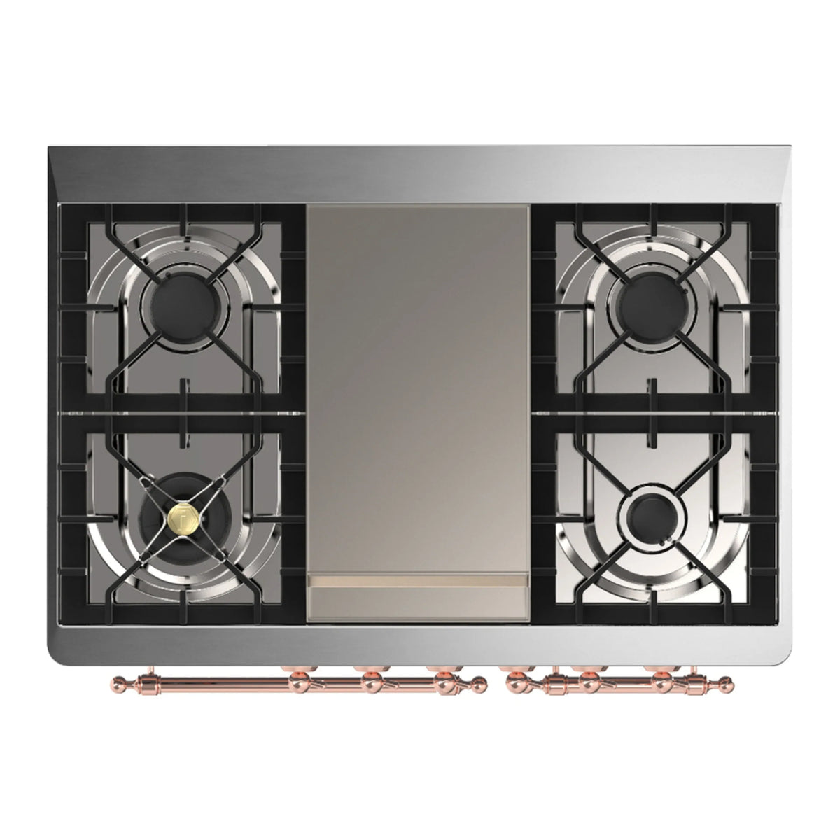 ILVE Majestic III 40-Inch LP Dual Fuel Range, 5 Burners, Griddle, Solid Door Oven, Graphite Matte with Copper Trim (UMD40FQNR3MGPLP)