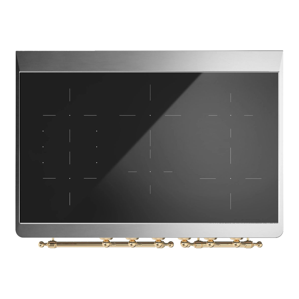 ILVE Majestic III 40-Inch Induction Range, 6 Elements, Triple Glass Door Electric Oven, Blue Grey with Brass Trim (UMDIB40NR3BGG)