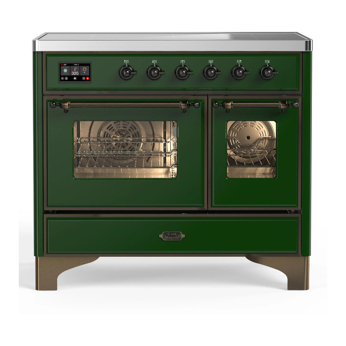 ILVE Majestic III 40-Inch Induction Range, 6 Elements, Triple Glass Door Electric Oven, Emerald Green with Burnished Trim (UMDIB40NR3EGB)