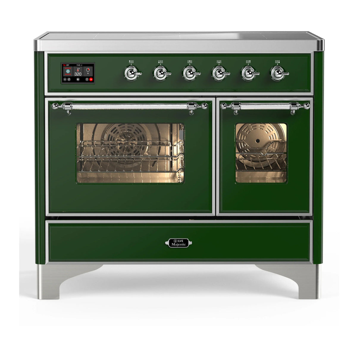 ILVE Majestic III 40-Inch Induction Range, 6 Elements, Triple Glass Door Electric Oven, Emerald Green with Chrome Trim (UMDIB40NR3EGC)