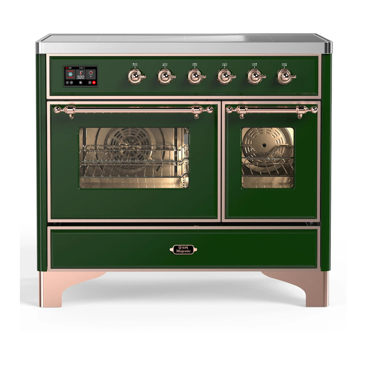 ILVE Majestic III 40-Inch Induction Range, 6 Elements, Triple Glass Door Electric Oven, Emerald Green with Copper Trim (UMDIB40NR3EGP)