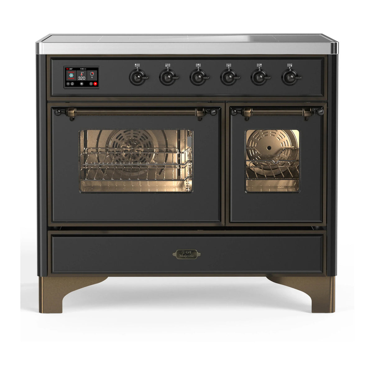 ILVE Majestic III 40-Inch Induction Range, 6 Elements, Triple Glass Door Electric Oven, Matte Graphite with Burnished Trim (UMDIB40NR3MGB)