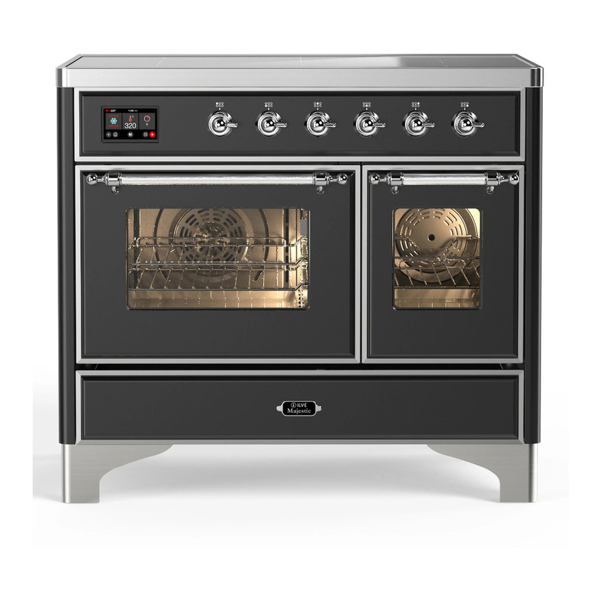 ILVE Majestic III 40-Inch Induction Range, 6 Elements, Triple Glass Door Electric Oven, Matte Graphite with Chrome Trim (UMDIB40NR3MGC)