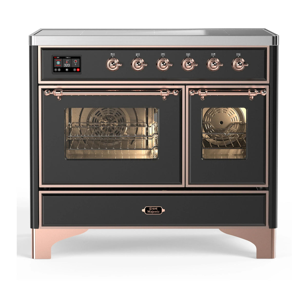 ILVE Majestic III 40-Inch Induction Range, 6 Elements, Triple Glass Door Electric Oven, Matte Graphite with Copper Trim (UMDIB40NR3MGP)