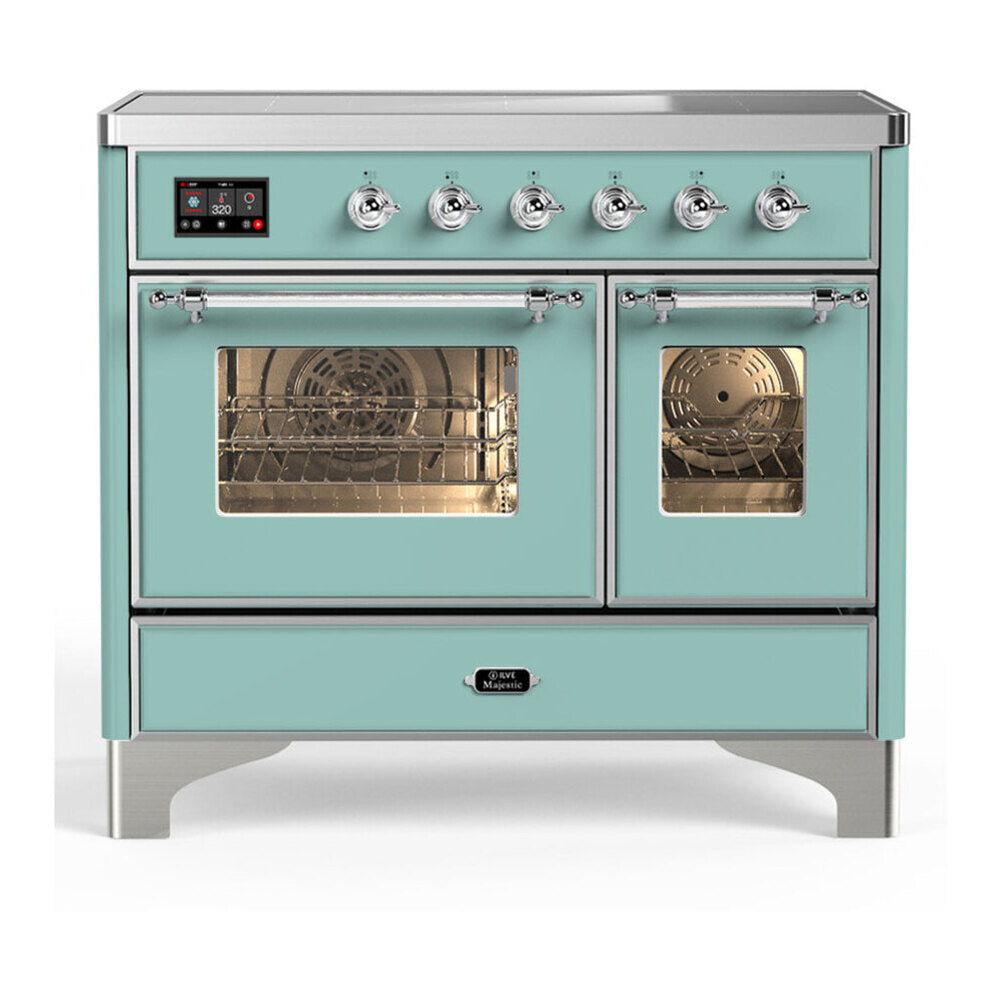 ILVE Majestic III 40-Inch Induction Range, 6 Elements, Triple Glass Door Electric Oven, Mediterranean Mint with Chrome Trim (UMDIB40NR3MMC)