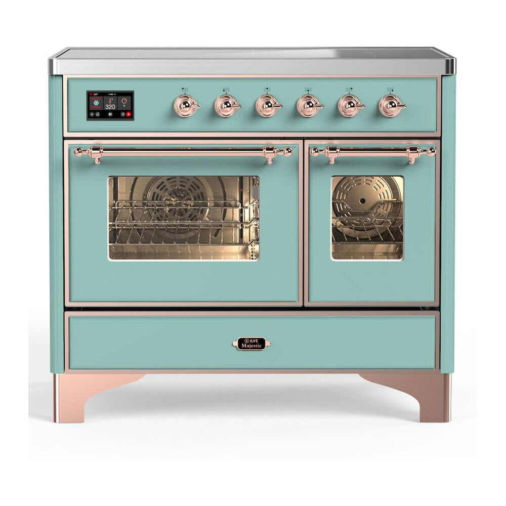 ILVE Majestic III 40-Inch Induction Range, 6 Elements, Triple Glass Door Electric Oven, Mediterranean Mint with Copper Trim (UMDIB40NR3MMP)