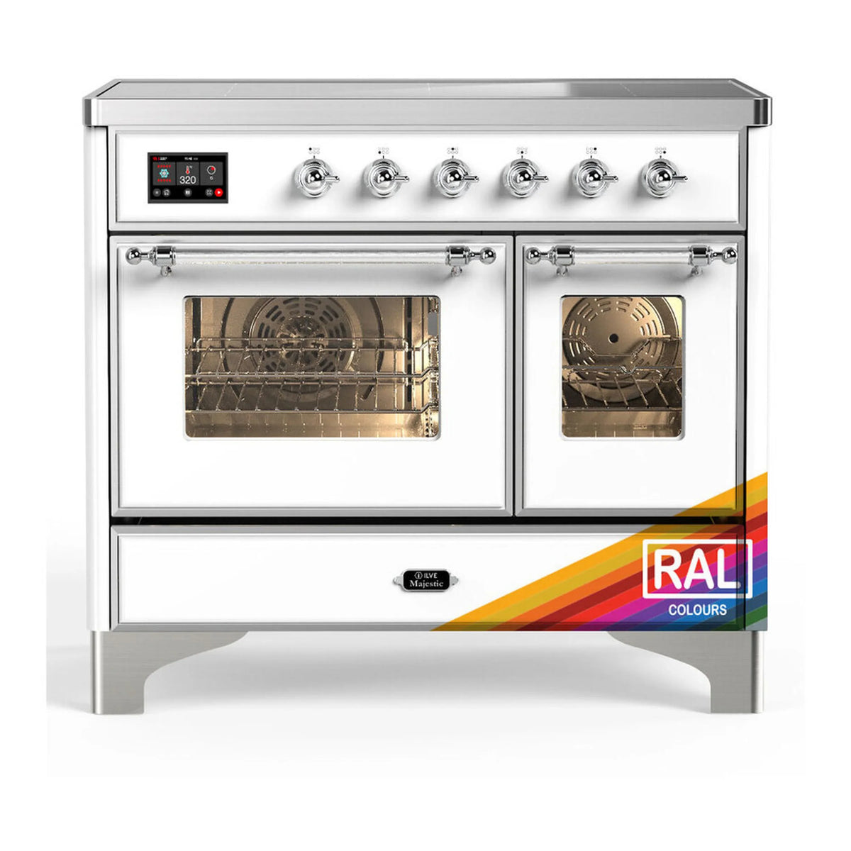 ILVE Majestic III 40-Inch Induction Range, 6 Elements, Triple Glass Door Electric Oven, RAL with Chrome Trim (UMDIB40NR3RAC)
